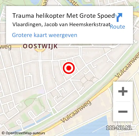 Locatie op kaart van de 112 melding: Trauma helikopter Met Grote Spoed Naar Vlaardingen, Jacob van Heemskerkstraat op 17 januari 2022 23:52