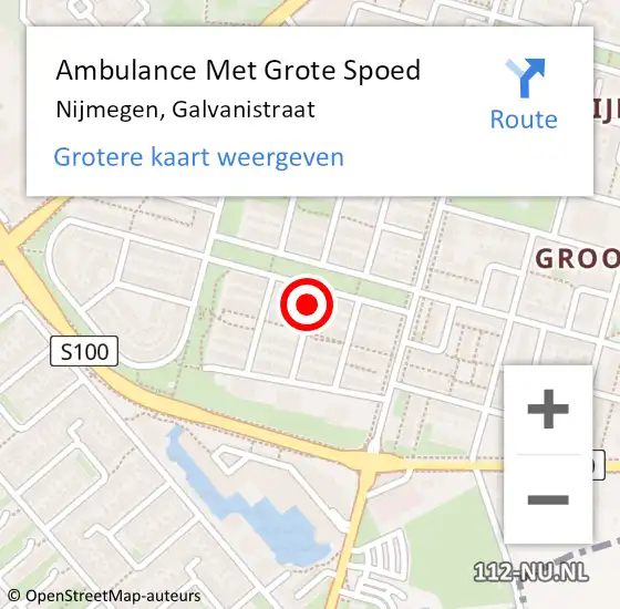 Locatie op kaart van de 112 melding: Ambulance Met Grote Spoed Naar Nijmegen, Galvanistraat op 18 januari 2022 00:41