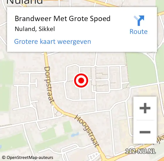 Locatie op kaart van de 112 melding: Brandweer Met Grote Spoed Naar Nuland, Sikkel op 18 januari 2022 00:42