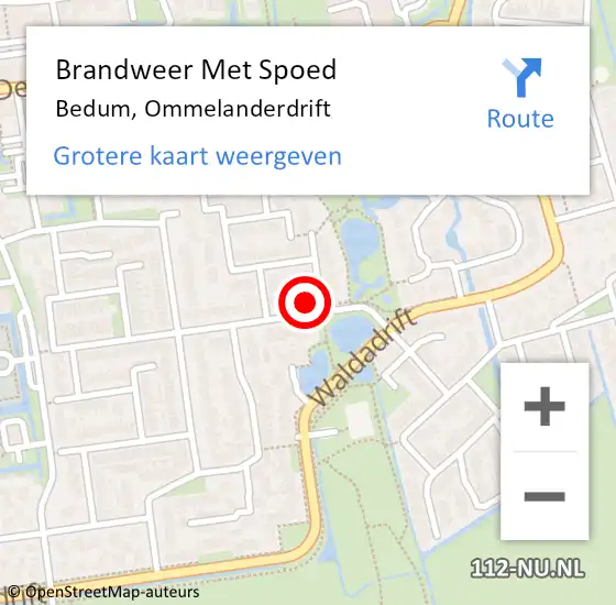 Locatie op kaart van de 112 melding: Brandweer Met Spoed Naar Bedum, Ommelanderdrift op 5 juli 2014 15:31