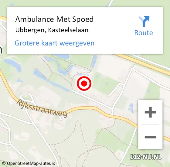 Locatie op kaart van de 112 melding: Ambulance Met Spoed Naar Ubbergen, Kasteelselaan op 18 januari 2022 03:06
