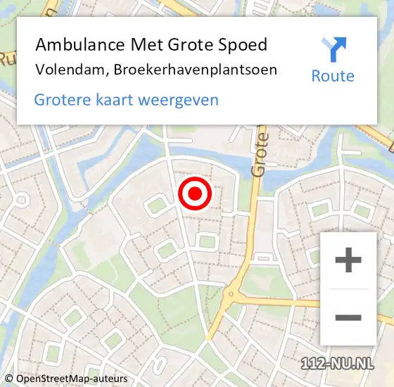 Locatie op kaart van de 112 melding: Ambulance Met Grote Spoed Naar Volendam, Broekerhavenplantsoen op 18 januari 2022 03:20