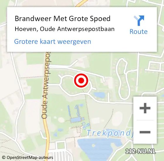 Locatie op kaart van de 112 melding: Brandweer Met Grote Spoed Naar Hoeven, Oude Antwerpsepostbaan op 18 januari 2022 06:20