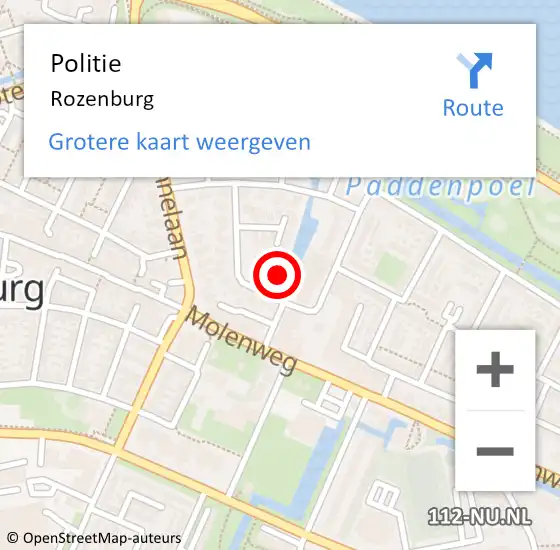 Locatie op kaart van de 112 melding: Politie Rozenburg op 18 januari 2022 07:13