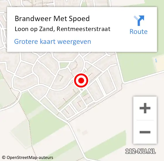 Locatie op kaart van de 112 melding: Brandweer Met Spoed Naar Loon op Zand, Rentmeesterstraat op 18 januari 2022 07:19