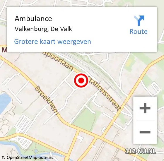 Locatie op kaart van de 112 melding: Ambulance Valkenburg, De Valk op 5 juli 2014 15:38