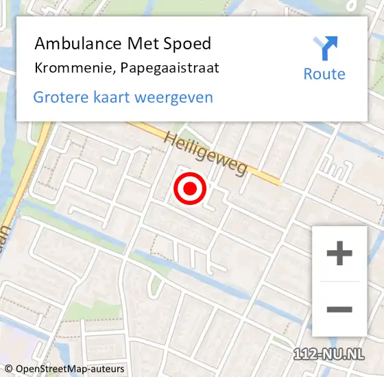 Locatie op kaart van de 112 melding: Ambulance Met Spoed Naar Krommenie, Papegaaistraat op 18 januari 2022 08:18