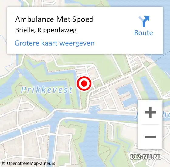 Locatie op kaart van de 112 melding: Ambulance Met Spoed Naar Brielle, Ripperdaweg op 18 januari 2022 08:38