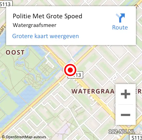 Locatie op kaart van de 112 melding: Politie Met Grote Spoed Naar Watergraafsmeer op 18 januari 2022 08:43