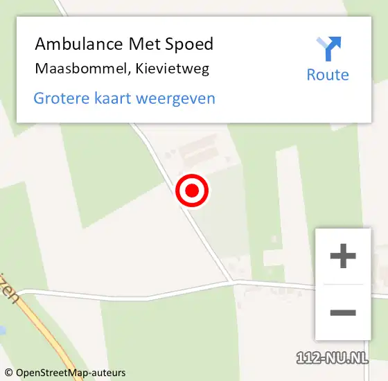 Locatie op kaart van de 112 melding: Ambulance Met Spoed Naar Maasbommel, Kievietweg op 18 januari 2022 09:20
