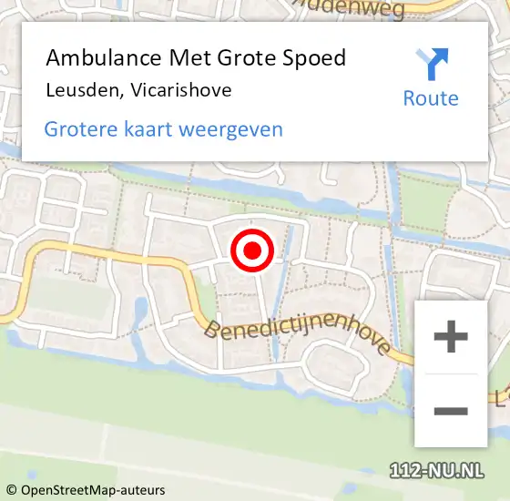 Locatie op kaart van de 112 melding: Ambulance Met Grote Spoed Naar Leusden, Vicarishove op 5 juli 2014 15:50