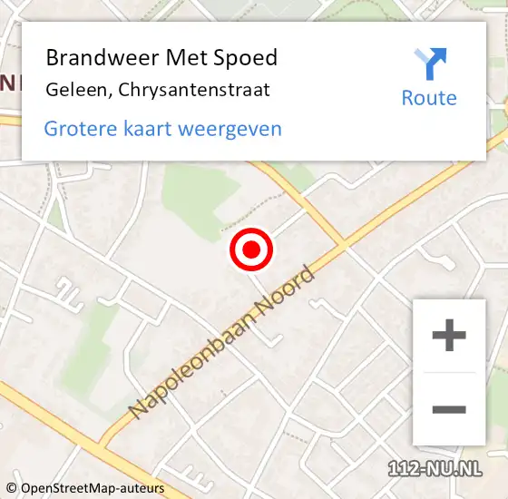 Locatie op kaart van de 112 melding: Brandweer Met Spoed Naar Geleen, Chrysantenstraat op 18 januari 2022 09:47