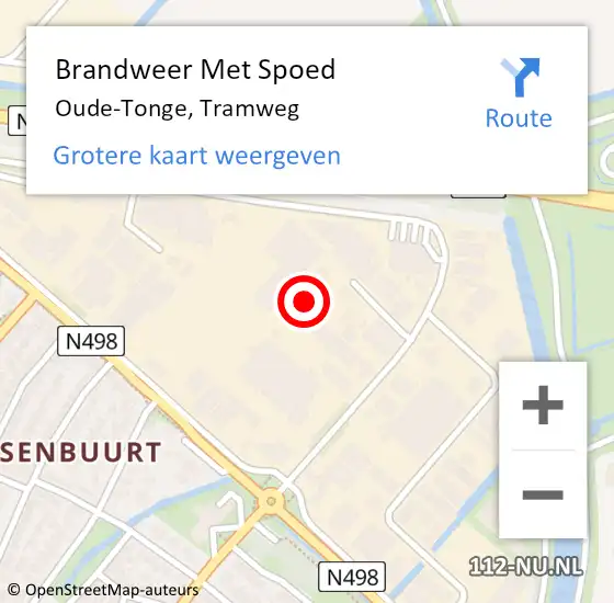 Locatie op kaart van de 112 melding: Brandweer Met Spoed Naar Oude-Tonge, Tramweg op 18 januari 2022 09:50