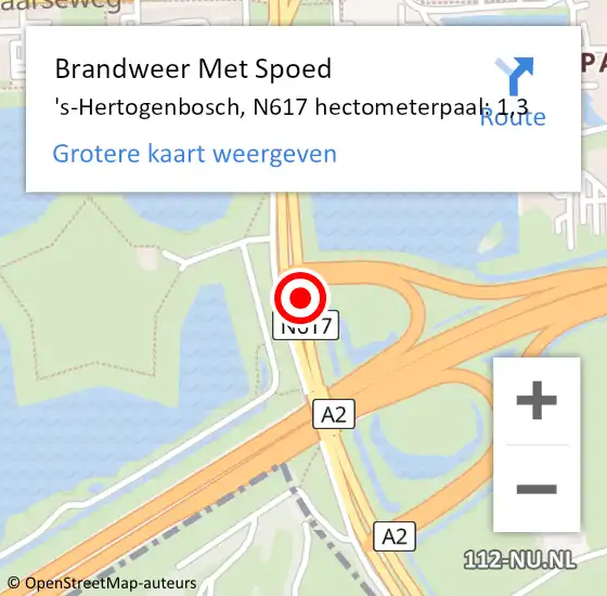Locatie op kaart van de 112 melding: Brandweer Met Spoed Naar 's-Hertogenbosch, N617 hectometerpaal: 1,3 op 18 januari 2022 09:51