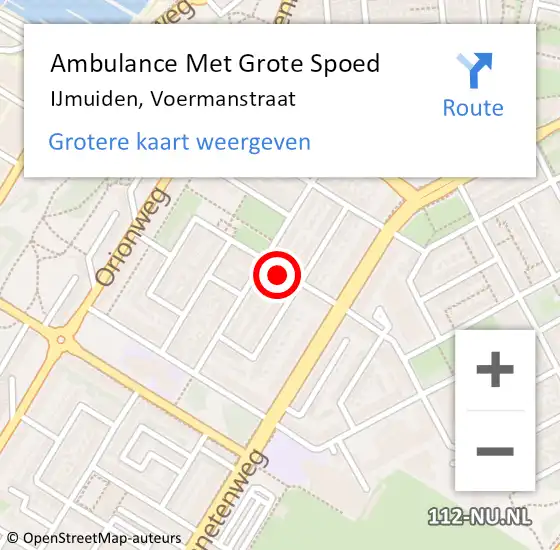 Locatie op kaart van de 112 melding: Ambulance Met Grote Spoed Naar IJmuiden, Voermanstraat op 18 januari 2022 09:58