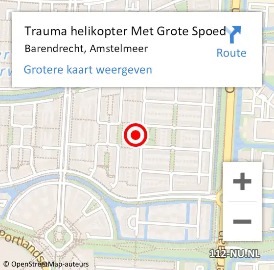 Locatie op kaart van de 112 melding: Trauma helikopter Met Grote Spoed Naar Barendrecht, Amstelmeer op 18 januari 2022 10:09