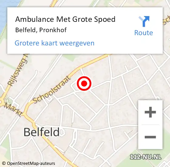 Locatie op kaart van de 112 melding: Ambulance Met Grote Spoed Naar Belfeld, Pronkhof op 18 januari 2022 10:10