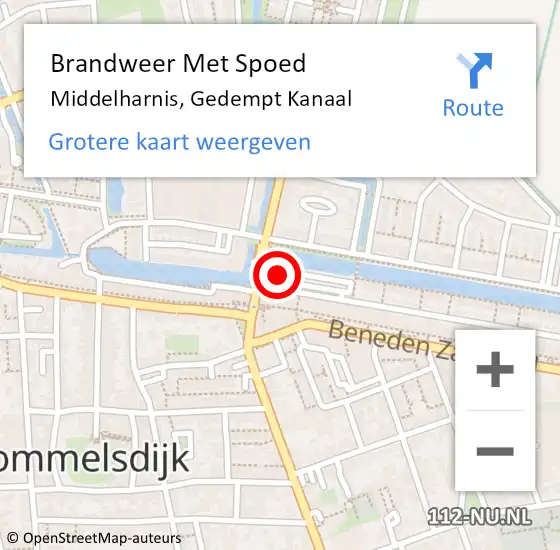 Locatie op kaart van de 112 melding: Brandweer Met Spoed Naar Middelharnis, Gedempt Kanaal op 18 januari 2022 10:20