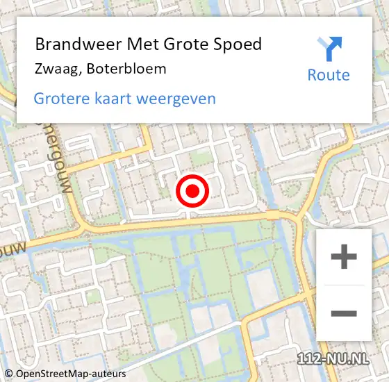 Locatie op kaart van de 112 melding: Brandweer Met Grote Spoed Naar Zwaag, Boterbloem op 18 januari 2022 10:47