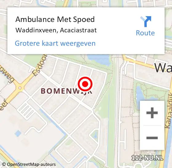 Locatie op kaart van de 112 melding: Ambulance Met Spoed Naar Waddinxveen, Acaciastraat op 18 januari 2022 10:54