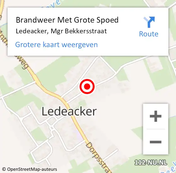 Locatie op kaart van de 112 melding: Brandweer Met Grote Spoed Naar Ledeacker, Mgr Bekkersstraat op 18 januari 2022 10:54