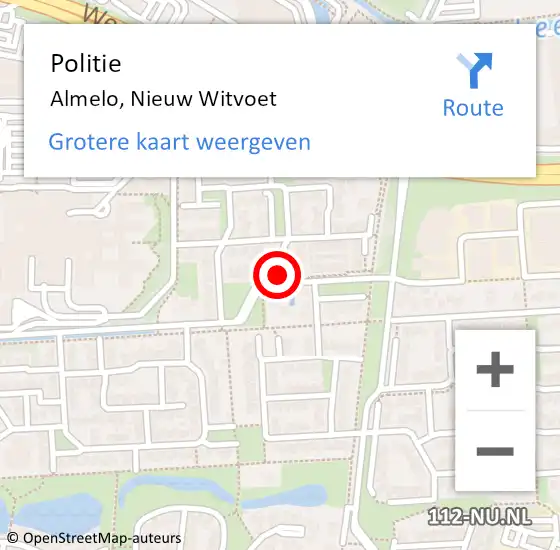 Locatie op kaart van de 112 melding: Politie Almelo, Nieuw Witvoet op 18 januari 2022 11:25