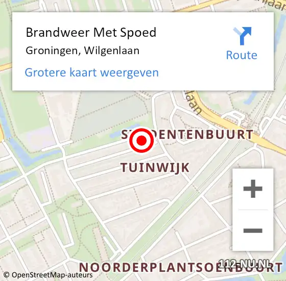 Locatie op kaart van de 112 melding: Brandweer Met Spoed Naar Groningen, Wilgenlaan op 18 januari 2022 11:29