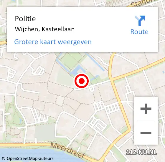 Locatie op kaart van de 112 melding: Politie Wijchen, Kasteellaan op 18 januari 2022 11:30