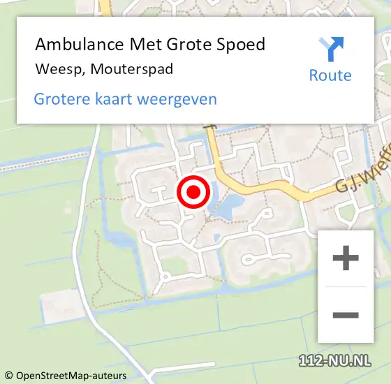 Locatie op kaart van de 112 melding: Ambulance Met Grote Spoed Naar Weesp, Mouterspad op 18 januari 2022 11:49