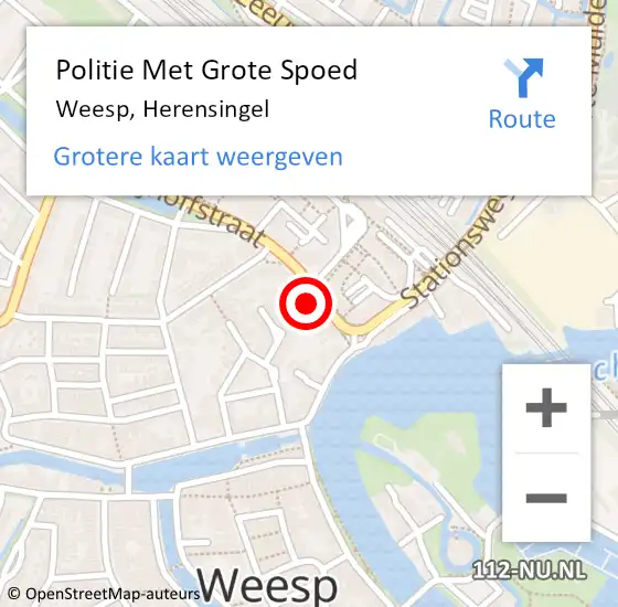 Locatie op kaart van de 112 melding: Politie Met Grote Spoed Naar Weesp, Herensingel op 18 januari 2022 11:51