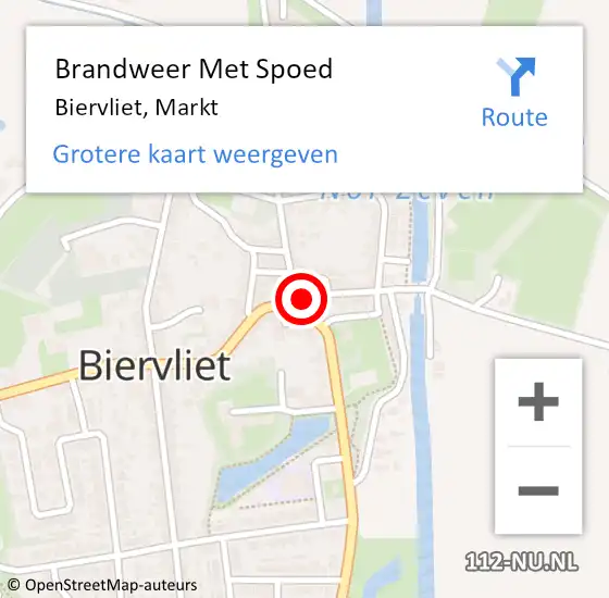 Locatie op kaart van de 112 melding: Brandweer Met Spoed Naar Biervliet, Markt op 18 januari 2022 12:19