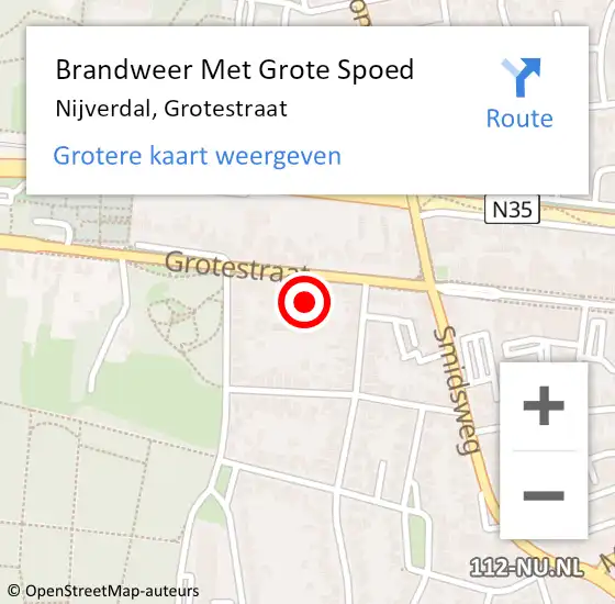 Locatie op kaart van de 112 melding: Brandweer Met Grote Spoed Naar Nijverdal, Grotestraat op 18 januari 2022 12:19