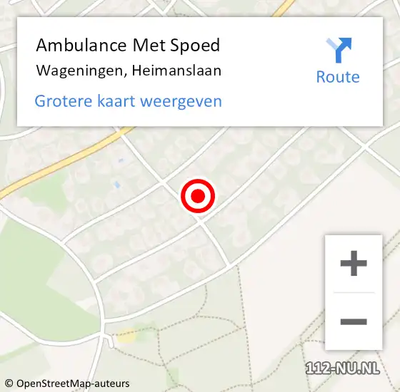 Locatie op kaart van de 112 melding: Ambulance Met Spoed Naar Wageningen, Heimanslaan op 18 januari 2022 12:32