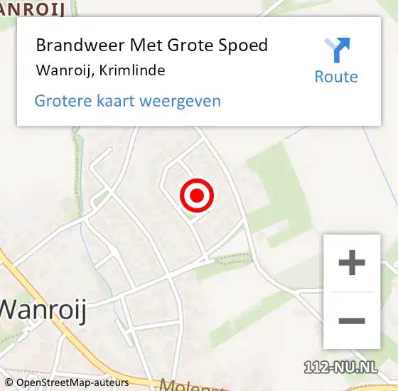 Locatie op kaart van de 112 melding: Brandweer Met Grote Spoed Naar Wanroij, Krimlinde op 18 januari 2022 12:46