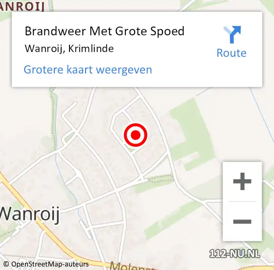 Locatie op kaart van de 112 melding: Brandweer Met Grote Spoed Naar Wanroij, Krimlinde op 18 januari 2022 12:48