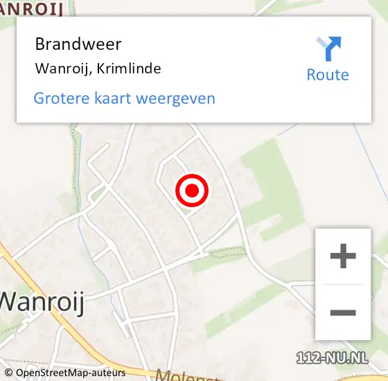 Locatie op kaart van de 112 melding: Brandweer Wanroij, Krimlinde op 18 januari 2022 12:50