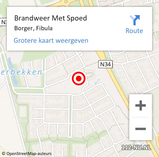 Locatie op kaart van de 112 melding: Brandweer Met Spoed Naar Borger, Fibula op 18 januari 2022 13:00