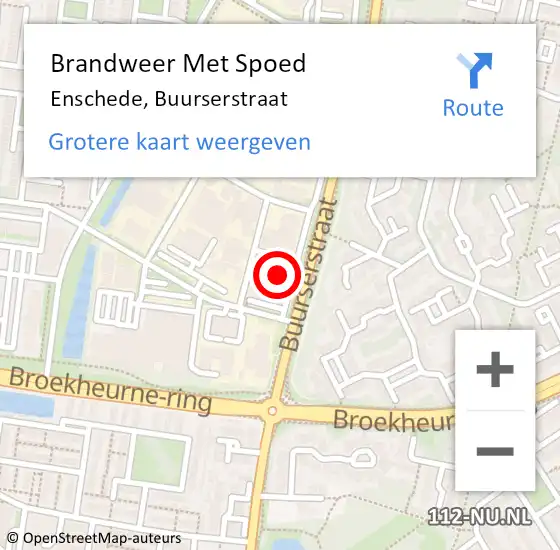 Locatie op kaart van de 112 melding: Brandweer Met Spoed Naar Enschede, Buurserstraat op 18 januari 2022 13:23