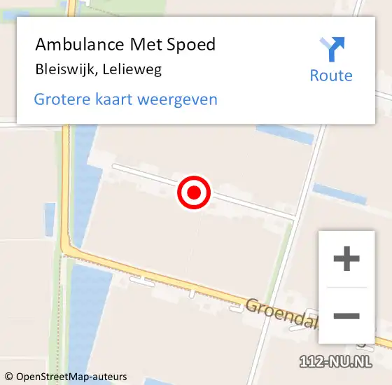 Locatie op kaart van de 112 melding: Ambulance Met Spoed Naar Bleiswijk, Lelieweg op 18 januari 2022 13:59