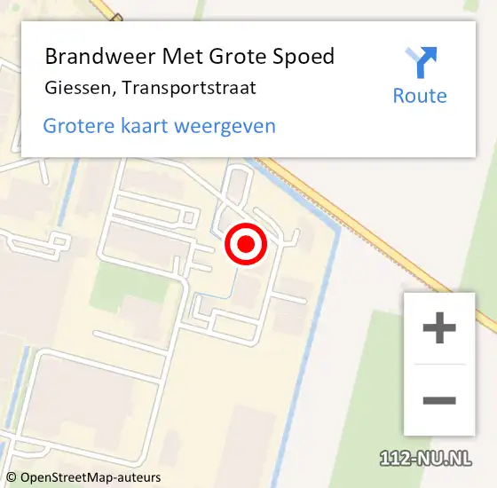 Locatie op kaart van de 112 melding: Brandweer Met Grote Spoed Naar Giessen, Transportstraat op 18 januari 2022 14:18