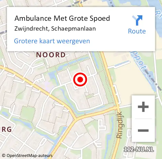 Locatie op kaart van de 112 melding: Ambulance Met Grote Spoed Naar Zwijndrecht, Schaepmanlaan op 18 januari 2022 14:25