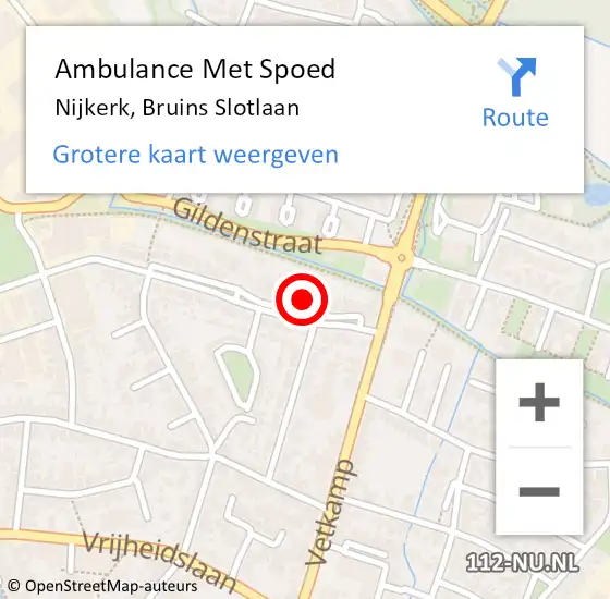 Locatie op kaart van de 112 melding: Ambulance Met Spoed Naar Nijkerk, Bruins Slotlaan op 18 januari 2022 14:43