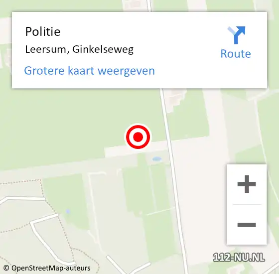 Locatie op kaart van de 112 melding: Politie Leersum, Ginkelseweg op 18 januari 2022 14:54