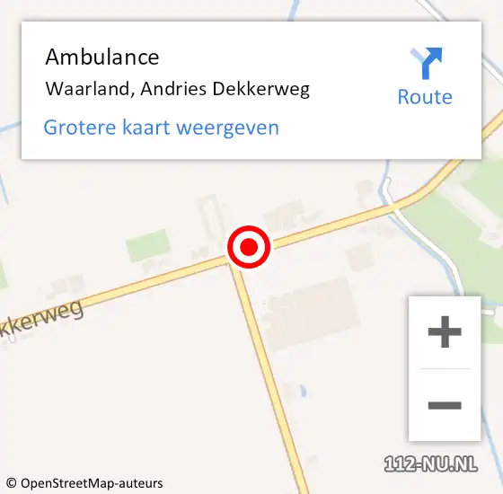 Locatie op kaart van de 112 melding: Ambulance Waarland, Andries Dekkerweg op 18 januari 2022 15:07