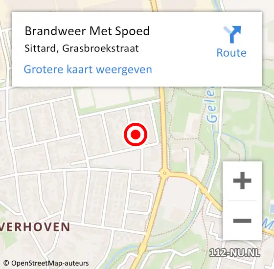 Locatie op kaart van de 112 melding: Brandweer Met Spoed Naar Sittard, Grasbroekstraat op 18 januari 2022 15:14