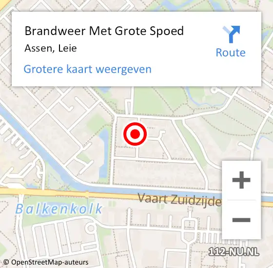 Locatie op kaart van de 112 melding: Brandweer Met Grote Spoed Naar Assen, Leie op 18 januari 2022 15:20