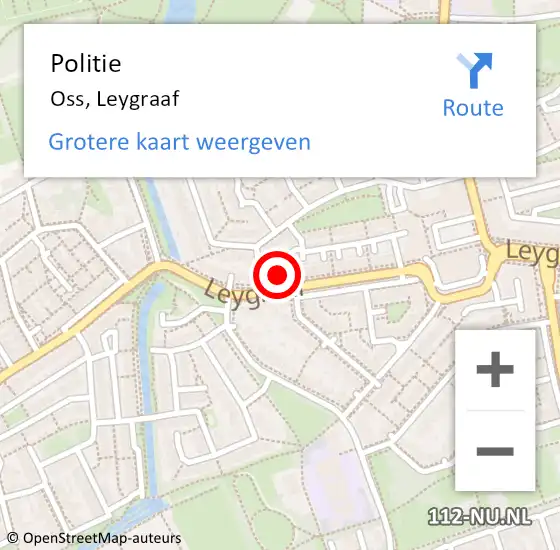 Locatie op kaart van de 112 melding: Politie Oss, Leygraaf op 18 januari 2022 15:46