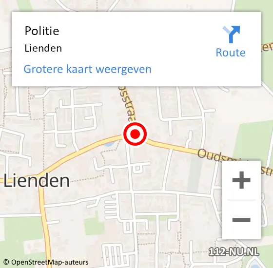 Locatie op kaart van de 112 melding: Politie Lienden op 18 januari 2022 15:48