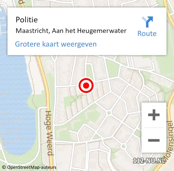 Locatie op kaart van de 112 melding: Politie Maastricht, Aan het Heugemerwater op 18 januari 2022 15:54