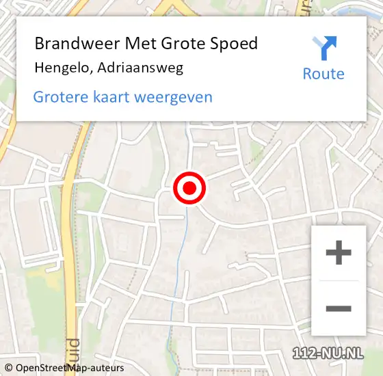 Locatie op kaart van de 112 melding: Brandweer Met Grote Spoed Naar Hengelo, Adriaansweg op 18 januari 2022 16:03